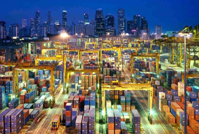 singapore port night