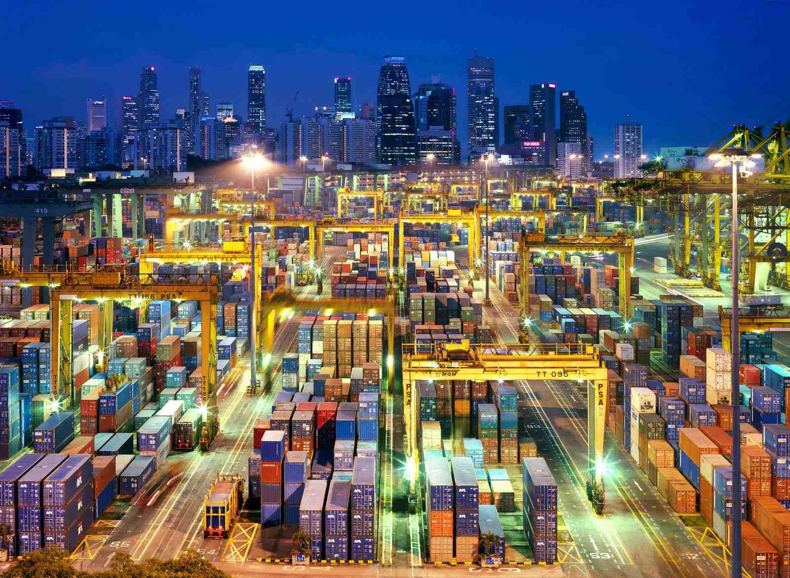 singapore port night